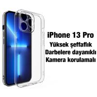 iPhone 13 Pro Kamera Korumalı Ultra İnce Şeffaf Silikon Kılıf