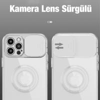 iPhone 13 Pro Sürgülü Kamera Korumalı Yüzük Standı Silikon Kılıf