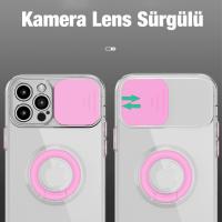 iPhone 13 Pro Sürgülü Kamera Korumalı Yüzük Standı Silikon Kılıf