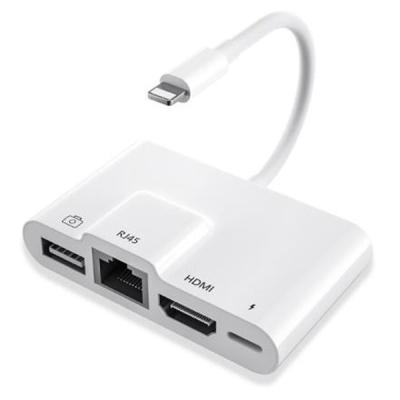 iPhone 3in1 Lightning HDMI RJ45 OTG Digital HUB Çevirici Adaptör AV