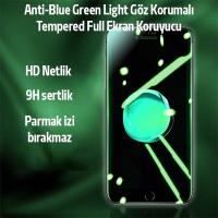 iPhone 8 Plus Anti-Blue Green Göz Koruma Full Ekran Koruyucu Tempered