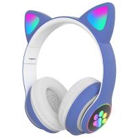 Kedi Kulak Kulaküstü Led Işıklı Bluetooth 5.0 Kablosuz Kulaklık