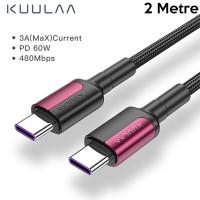 KUULAA Type-C to Type-C PD 60W QC4.0 Hızlı Şarj Data Kablosu (2mt
