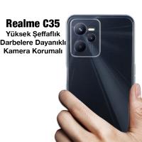 Oppo Realme C35 Kamera Korumalı Ultra İnce Şeffaf Silikon Kılıf