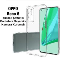 OPPO Reno 6 Kamera Korumalı Ultra İnce Şeffaf Silikon Kılıf
