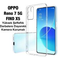 OPPO Reno 7 5G-FIND X5 Kamera Koruma İnce Şeffaf Silikon Kılıf