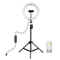 PULUZ 10.2inç RGB Renkli Ring Light 110cm Tripod Selfie Işık Seti