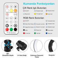 PULUZ 10.2inç RGB Renkli Ring Light 110cm Tripod Selfie Işık Seti