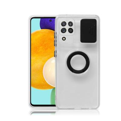 Samsung Galaxy A12-M12-F12 Kamera Korumalı Yüzüklü Silikon Kılıf Sürgülü