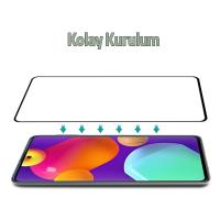 Samsung Galaxy F62 Full Glue Kaplama Tempered Cam Ekran Koruyucu