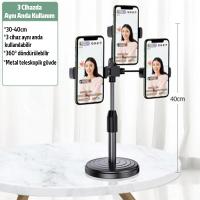 Üçlü Telefon Tutucu Tripod Selfie Stant Canlı Yayın TikTok Youtuber
