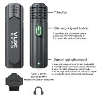 VUXBEEG UP30 2.4GHz Kablosuz Yaka Mikrofonu Youtuber iOS Android