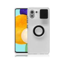 Xiaomi Mi 11 Lite Kamera Korumalı Yüzük Standlı Silikon Kılıf Sürgülü