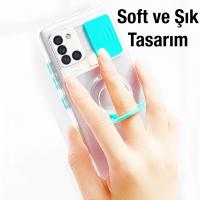 Xiaomi Mi 11 Lite Kamera Korumalı Yüzük Standlı Silikon Kılıf Sürgülü