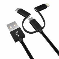 ✅ 3in1 2.4A Type-C Mikro USB iPhone 6-7-8 Halat USB Şarj Kablosu