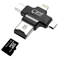 ✅ 4in1 Type-C+iPhone+Mikro USB Hafıza Kart Okuyucu Card Reader