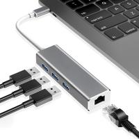 ✅ Type-C USB3.0 3Port Çoklayıcı RJ45 Ethernet Dönüştürücü Adaptör