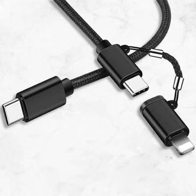 2in1 USB Type-C 60W Hızlı Şarj PD Kablosu+iPhone Başlık USB Kablo