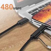 2in1 USB Type-C 60W Hızlı Şarj PD Kablosu+iPhone Başlık USB Kablo