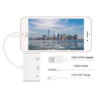 3in1 iPhone-iPad Lightning to Kulaklık ve USB Kamera Okuyucu Otg
