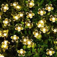 50 Kiraz Çiçeği Güneş Enerji Su Geçirmez LED Bahçe Aydınlatma 7M