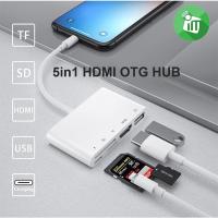 5in1 iPhone HDMI Dijital Av Adaptör+OTG HUB Kamera TF SD Okuyucu