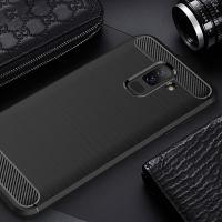 Ally Samsung Galaxy A6+ Plus İçin Dark Ultra Koruma Karbon Fiber Doku Silikon Kılıf