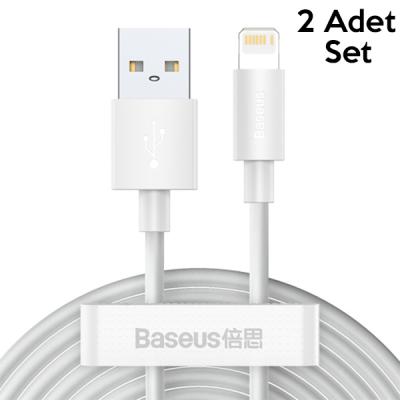 Baseus Wisdom İPhone 12,11,XS XR,8,7 Şarj USB Şarj Kablosu 2Adet Set 1.5 metre