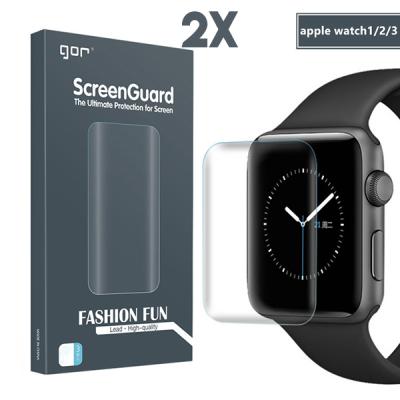 Gor Apple Watch 38mm 1,2,3 3d Kavisli Full Kaplama Darbe Emici Ekran Koruyucu 2 Adet Set
