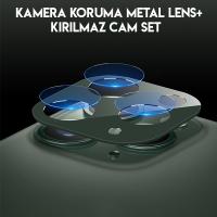 iPhone 11 Pro Max Kamera Koruma Metal Lens+Kırılmaz Cam Seti