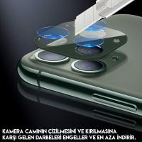 iPhone 11 Pro Max Kamera Koruma Metal Lens+Kırılmaz Cam Seti