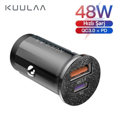 KUULAA 48W USB + Type-C Çift Çıkışlı Mini Hızlı Araç Şarj Cihazı