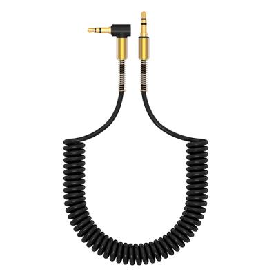 Spiral Eğik Başlı Araç Ses Aktarım Kablosu 3.5MM Aux Kablo 1.50mm