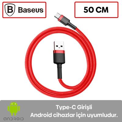 Baseus Cafule USB Type-C 3.0A Halat Hızlı Şarj Kablosu 50cm