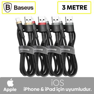 Baseus Cafule iPhone 11-6-7-8-XR Halat USB Şarj Kablosu 3mt 2.0A