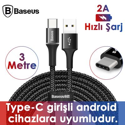 Baseus Halo USB Type-C 2.0A Android Hızlı Şarj Kablosu (3 METRE)