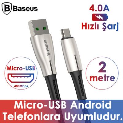 Baseus WaterDrop Mikro USB Hızlı Şarj Kablosu 2mt 4A
