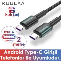 KUULAA Type-C to Type-C PD 60W QC4.0 Hızlı Şarj Data Kablosu (2mt