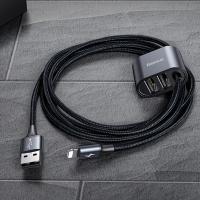 Baseus iPhone USB Kablo + Araba Arka Koltuk Çift Usb Çoğaltıcı