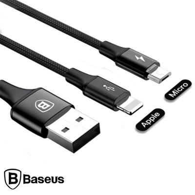 Baseus Rapid Series 2in1 iPhone+Mikro USB Şarj Kablosu 120cm 3.0A