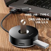 Baseus RoundBox 4in1 HUB Type-C+USB3.0*1+USB2.0*3 Adaptör 1mt