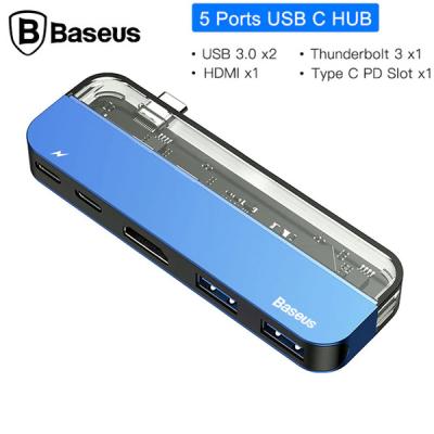 Baseus Transparent Çok Fonksiyonlu USB HUB Adaptör (Type-C to Type-C*2+USB3.0*2+4K HD*1)