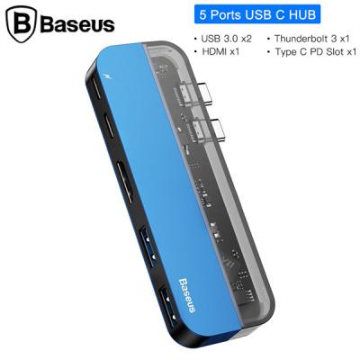 Baseus Transparent Series Dual Type-C USB Hub Adaptör (Type-C to Type-C*2+USB3.0*2+4K HD*1)