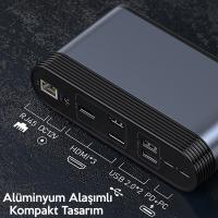 Baseus Working Station Type-C HUB Adaptör HDMI USB 3.0 RJ45 Çok Fonksiyon