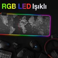 Dünya Desenli RGB Led Işıklı Oyuncu Mouse Pad 300*800*4MM