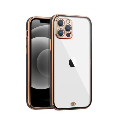 iPhone 12 Pro 6.1 Gold Çerçeve Kamera Korumalı Bumper Kılıf