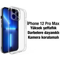 iPhone 12 Pro Max Kamera Koruma Ultra İnce Şeffaf Silikon Kılıf