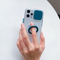 iPhone 12 Sürgülü Kamera Lens Koruma Yüzük Standlı Silikon Kılıf