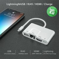 iPhone 3in1 Lightning HDMI RJ45 OTG Digital HUB Çevirici Adaptör AV