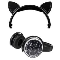 Kedi Kulak Simli Kablolu Kulaküstü 3.5mm Jack Mikrofonlu Kulaklık